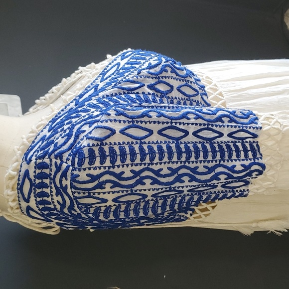 Free People Blue and Cream Mini Dress - Picture 6 of 13